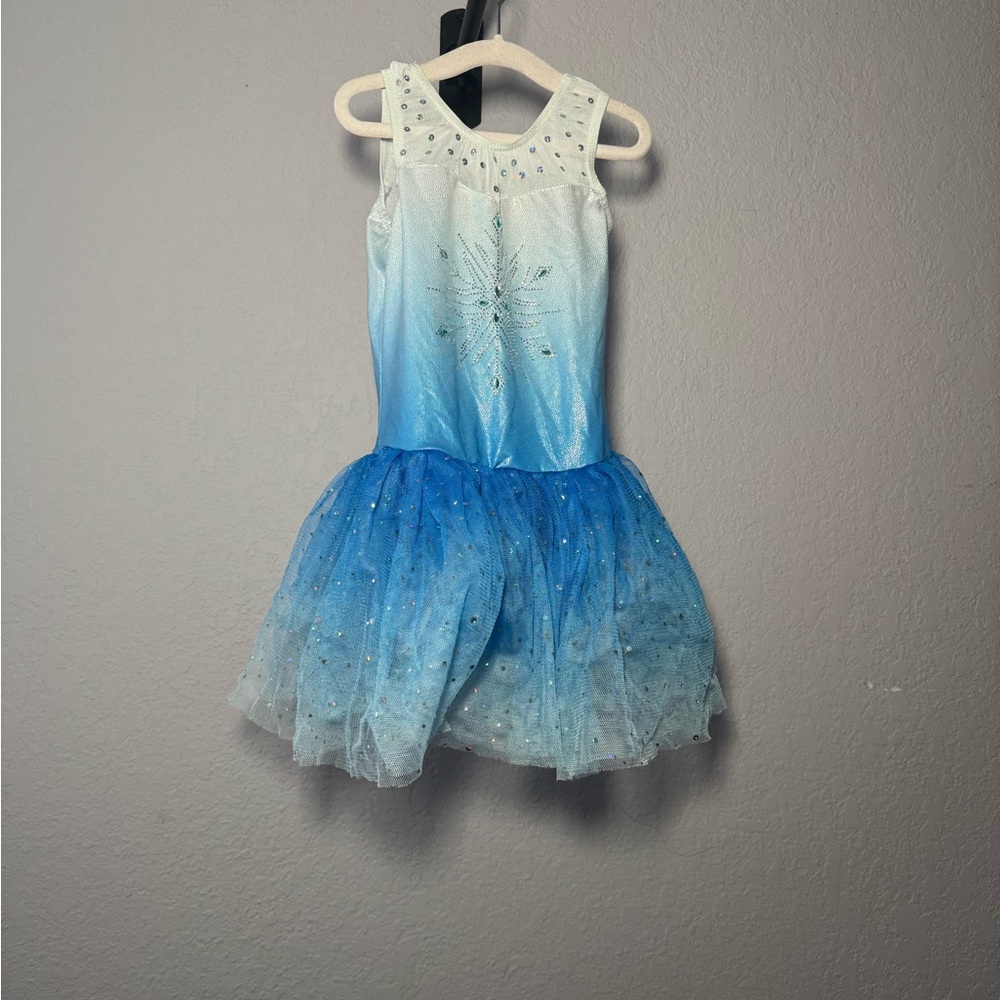 Blue and White Dance Costume with Tutu Skirt